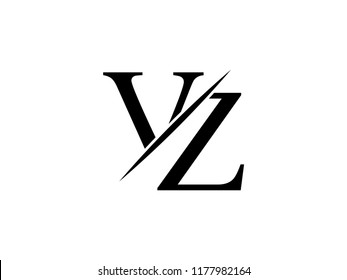 The monogram logo letter VZ is sliced