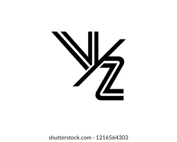 The monogram logo letter VZ is sliced black