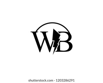 The monogram logo letter WB is split by lightning