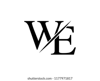 The monogram logo letter WE is sliced
