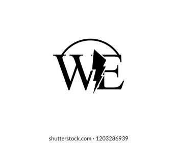 The monogram logo letter WE is split by lightning