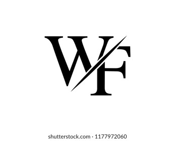The monogram logo letter WF is sliced