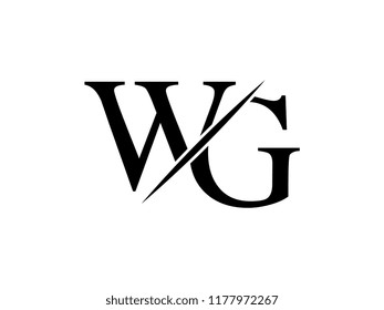 The monogram logo letter WG is sliced