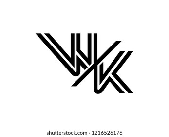 The monogram logo letter WK is sliced black