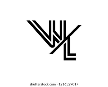 The monogram logo letter WL is sliced black
