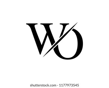 The monogram logo letter WO is sliced