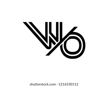 The monogram logo letter WO is sliced black