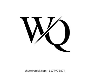 The monogram logo letter WQ is sliced