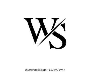 The monogram logo letter WS is sliced