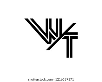 The monogram logo letter WT is sliced black