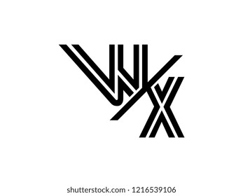 The monogram logo letter WX is sliced black