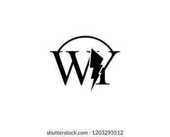 The monogram logo letter WY is split by lightning