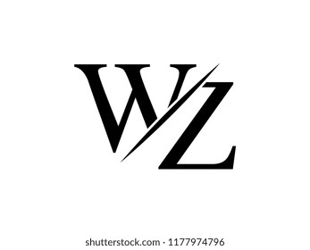 The monogram logo letter WZ is sliced