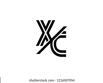 The monogram logo letter XC is sliced black