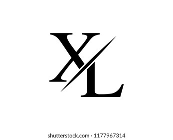 The monogram logo letter XL is sliced