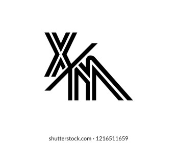 The monogram logo letter XM is sliced black