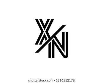 The monogram logo letter XN is sliced black