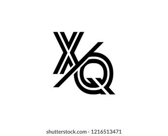 The monogram logo letter XQ is sliced black