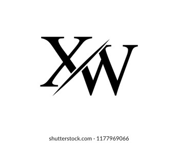 The monogram logo letter XW is sliced