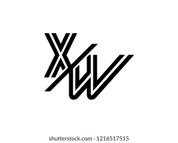 The monogram logo letter XW is sliced black