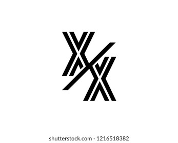 The monogram logo letter XX is sliced black