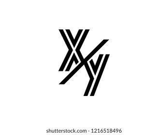The monogram logo letter XY is sliced black