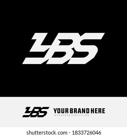 Monogram logo letter Y, B, S, YBS, YSB, BSY, BYS, SYB or SBY modern, simple, sporty, white color on black background svg
