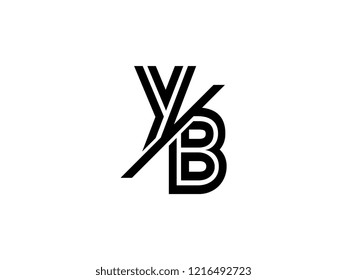The monogram logo letter YB is sliced black