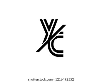 The monogram logo letter YC is sliced black