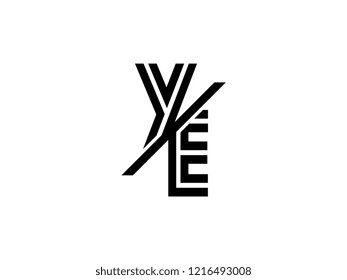 The monogram logo letter YE is sliced black