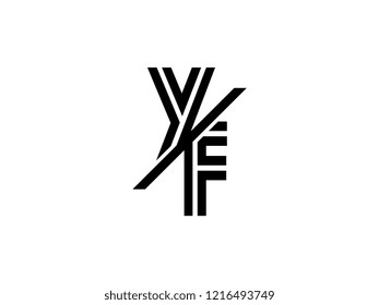 The monogram logo letter YF is sliced black