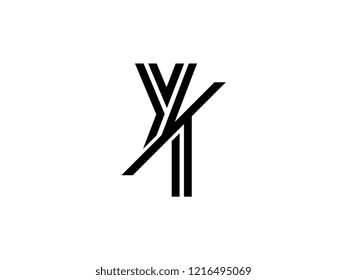 The monogram logo letter YI is sliced black