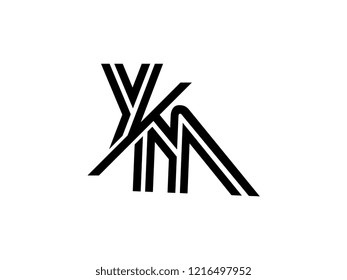 The monogram logo letter YM is sliced black