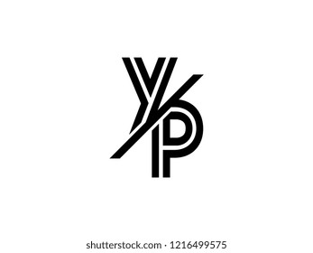 The monogram logo letter YP is sliced black