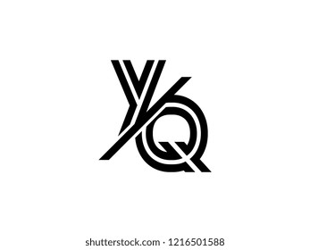 The monogram logo letter YQ is sliced black