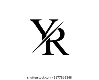 The monogram logo letter YR is sliced