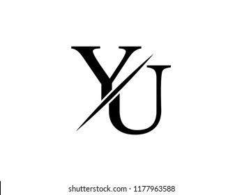 The monogram logo letter YU is sliced