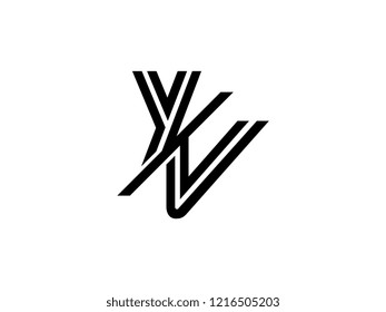 The monogram logo letter YV is sliced black