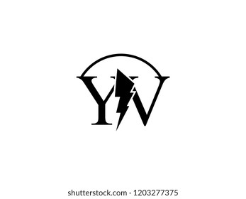 The monogram logo letter YV is split by lightning