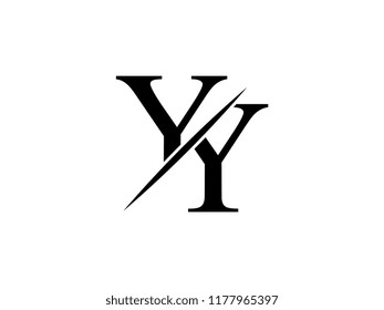 The monogram logo letter YY is sliced