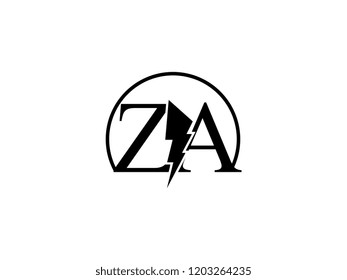 The monogram logo letter ZA is split by lightning