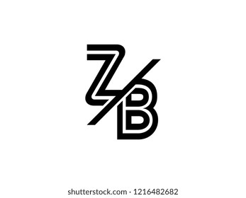 The monogram logo letter ZB is sliced black
