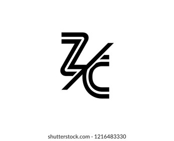 The monogram logo letter ZC is sliced black