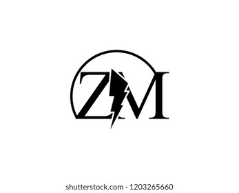 The monogram logo letter ZM is split by lightning