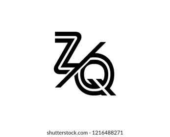 The monogram logo letter ZQ is sliced black