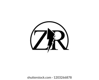 The monogram logo letter ZR is split by lightning