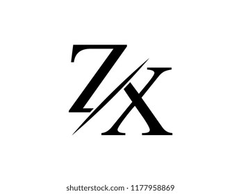The monogram logo letter ZX is sliced