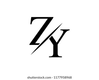 The monogram logo letter ZY is sliced