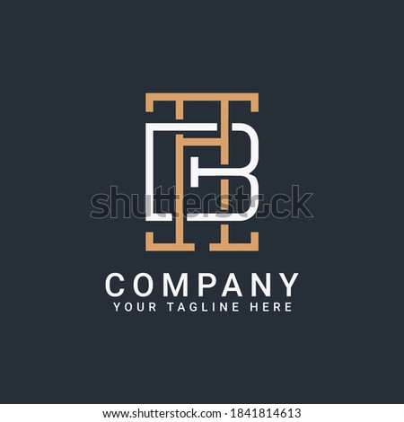 monogram logo letters AB or BA in gold and white