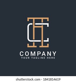 monogram logo letters AC or CA in gold and white